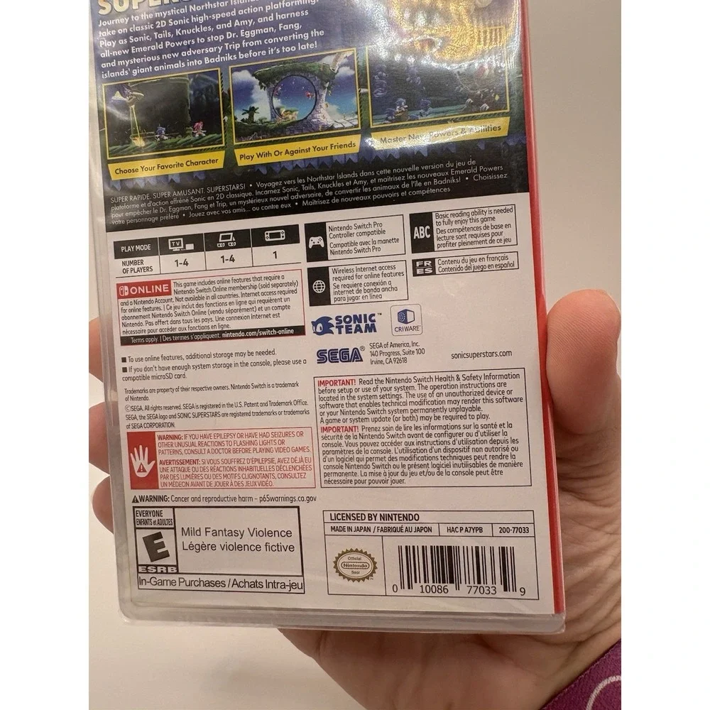 Sonic Superstars Nintendo Switch Sealed Sega 2023 Sonic Team Rated E Knuckles